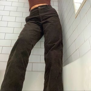 Dark Brown Corduroy Wide Baggy Pants